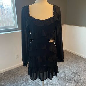 Black long sleeve dress side cutouts